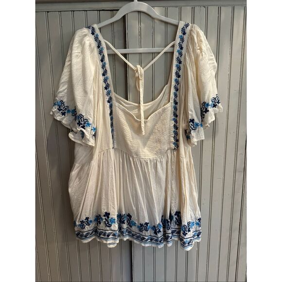 Old Navy Embroidered Flutter-Sleeve Square-Neck Top Sz 4x - Picture 4 of 7